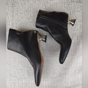 Proenza Schouler Black Ankle Boots with Silver Heel